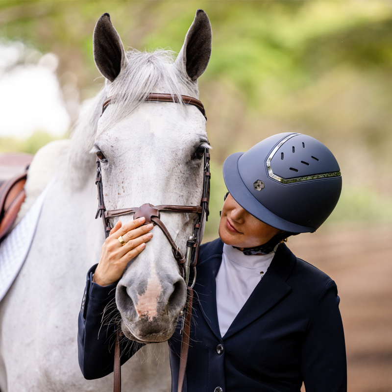 EQX by Charles Owen Kylo Wide Peak Riding Hat with MIPS - Navy Matte/Pewter-2